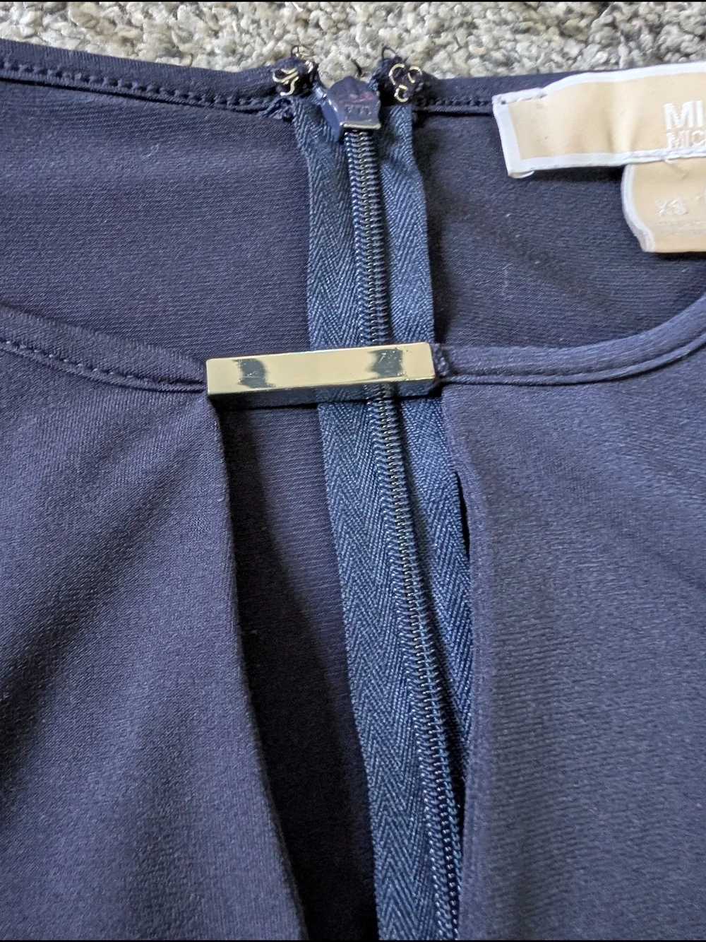 Euc Michael Kors Navy Blue Dress with Silver Bar Accent Xs